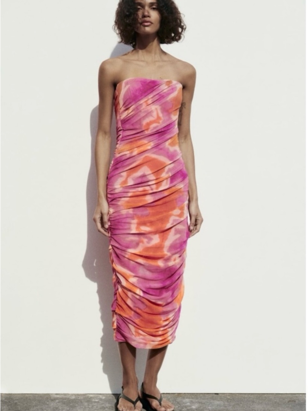 NWT Zara PRINT DRESS WITH TULLE SIZE M